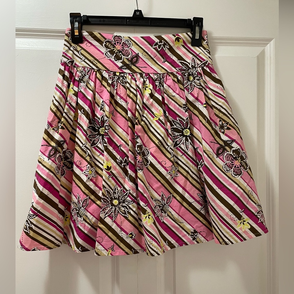 Paper Doll Floral and Geometric Pleated Skirt Cotton Blend Youth 12 EUC